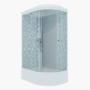  Душевая кабина Коралл 120*80 В, левая , среднийй поддон, Белый, Мозаика, ДН4 в комплекте с сифоном (уценен)